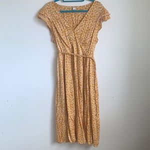 Yellow Floral Midi Dress